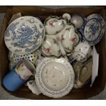 Ceramics - Blue and white including plates, jugs,