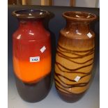 Two West German lava vases, brown,