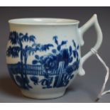A Worcester Fence pattern bell shaped cup, decorated with bamboo, fence and flowering plants,