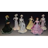 A Coalport figure, Sentiments Thinking of You, Birthday Wishes; others, Golden Age, Georgina,