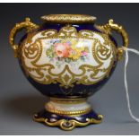 A Royal Crown Derby vase, painted panel signed C Rowley,
