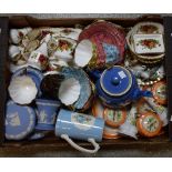 Ceramics - Royal Albert Old Country Rose pattern trinkets; Wedgwood Jasperware plates,