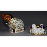 A Royal Crown Derby paperweight, Derby Ram, visitor centre exclusive, gold stopper, boxed; another,