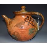 A Studio Pottery stoneware teapot, by John Gibson and Josie Walter, glazed,