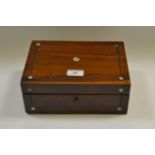 A Victorian mahogany workbox, mother of pearl inlay, c.