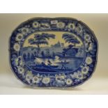A Victorian Staffordshire blue and white meat plate,