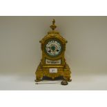 A French Louis XVI-style ormolu mantel clock, turquoise dial, Roman numerals,