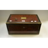 A late-20th century burr maple and mahogany writing box,