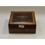 A 19th century French kingwood crossbanded burr walnut and marquetry box, c.