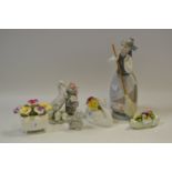 Decorative Ceramics - a Lladro figure a Girl with a broom;