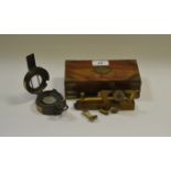 A Stanley angle sextant, 1902, rosewood box; a Stanley brass military sighting compass,