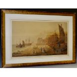 English School (19th century) Busy Harbour watercolour,