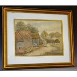 English School (early 20th century) Farmstead at St Alban's indistinctly signed, titled to mount,
