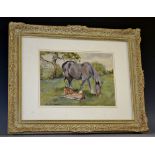 Cecilia Crompton Horse and Foal signed, watercolour,