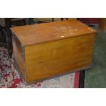 A Victorian scumbled pine chest, hinged cover opening to partitioned interior.