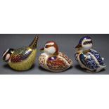 Royal Crown Derby Paperweight - two Ducklings and one other (3)