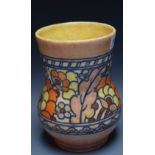 A Charlotte Rhead Crown Ducal vase with floral decoration, signed to base,