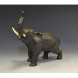 A Meiji bronze model of an elephant, c.
