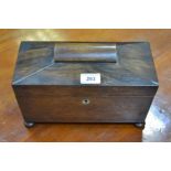 A Victorian rosewood sarcophagus tea caddy, c.