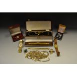 Fashion Jewellery - a pair of 9ct gold earrings; brooch; necklaces; wristwatches; cufflinks;