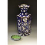 A hexagonal oriental enamel vase;