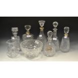 Cut Glass - a qty of cut glass decanters,