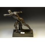 A late-19th century reproduction bronze figure of 'The Borghese Gladiator', 28 cm in height, c.