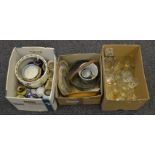 Household Goods - a brass jam pan; a Wedgwood Jasperware sugar bowl; a stoneware jelly mould;