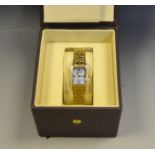An Ingersoll 'gem' set gilt metal wristwatch, 100m water resistant, quartz movement,