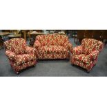 An early 20th century three piece Chesterfield suite,
