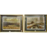 Joseph Pighills, by and after, a pair, landscape and snow scene, coloured prints, signed in pencil,