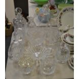 Glassware - an Edinburgh crystal cut glass decanter; a Dartington Daisy bowl;