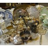 Silver Plated Ware - a silver plated gallery tray; a table sugar scuttle; toasting goblets;