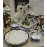 Ceramics - a pair of Victorian Staffordshire Spaniels, seated to the left and right,