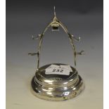 A silver stand, as a wishbone, domed base, 13.