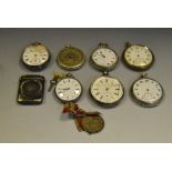 A silver plated open faced pocket watch; others,