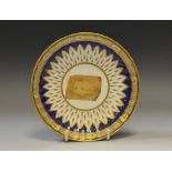 A Derby saucer, cobalt blue border, c.