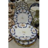 A Victorian Flo Blue part dessert service, picked out in gilt ,