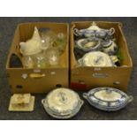 Household Goods - Royal Crown Derby undecorated sugar pots and covers; blue and white ceramics,