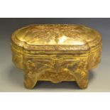 An early 20th century French gilt metal casket