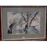 Margaret Seaton (A M McDonald) Willows signed, watercolour,