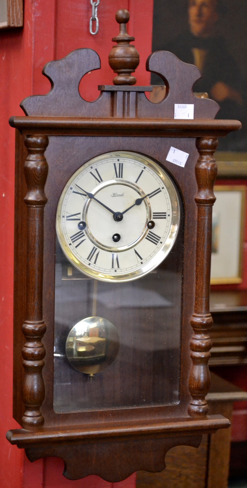 A Vienna style wall clock, mechanical movement,