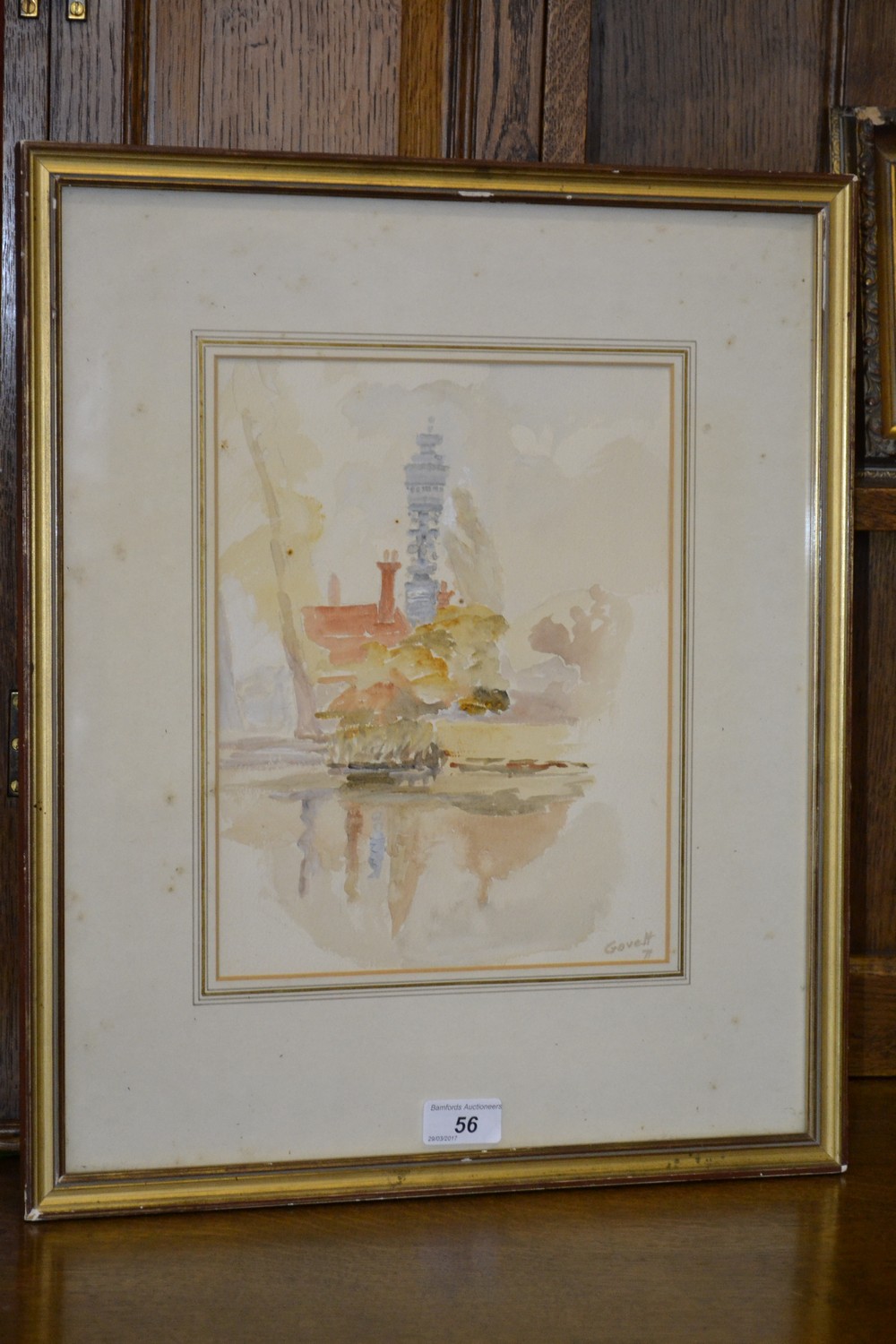 James Govett Regent's Park signed, dated 71, label to verso, watercolour, 28cm x 21.