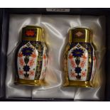 A Royal Crown Derby 1128 pattern two piece cruet set, first quality,