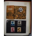 ** Stamp /stamps A red Tower album with GB NHM stamps in packs, sets etc.