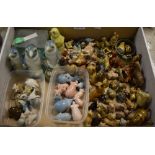 Wade Whimsies - animal Happy Families groups, hippos, one set boxed, rabbits, owls, tigers,