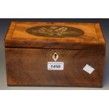 A George III mahogany crossbanded tea caddy,