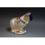 Royal Crown Derby paperweight - a Ram, gold stopper,