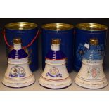 Bells Scotch commemorative Whisky decanters - birth of Princess Beatrice; birth of Princess Eugenie;