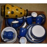 A Denby Imperial Blue part dinner service comprising plates, side plates, bowls, cups and saucers,
